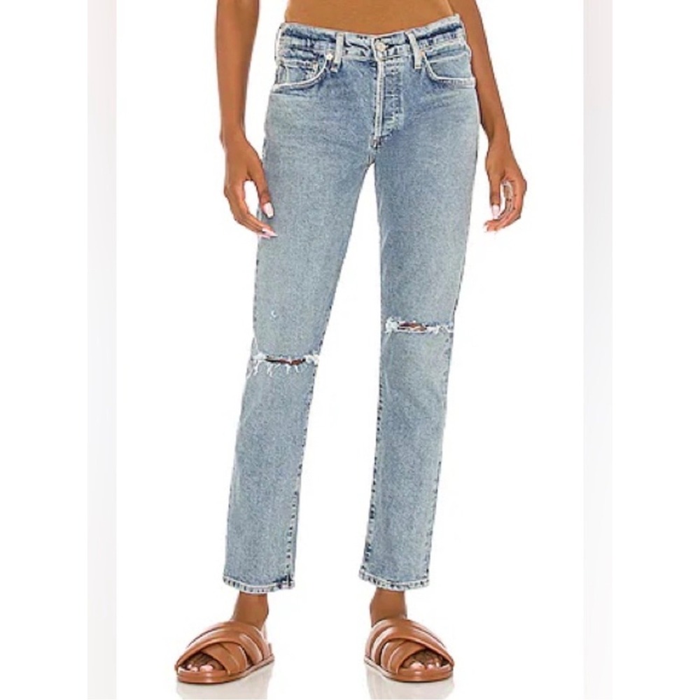 Citizens of Humanity Emerson Slim Boyfriend Distressed Jeans Size 32 Light Wash